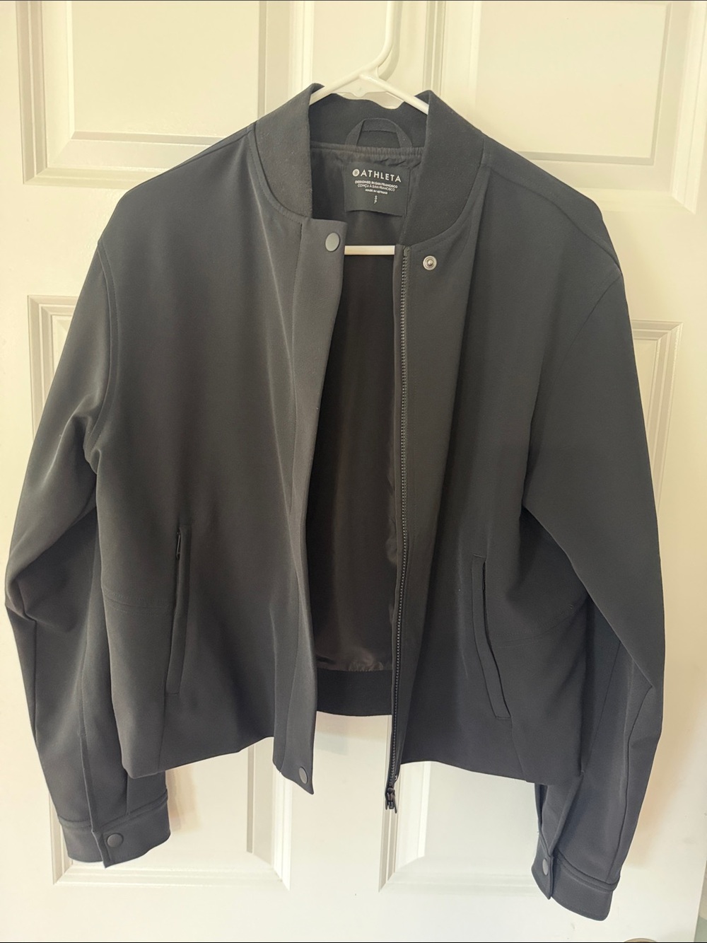 Athleta Black Women's Bomber Jacket - Sleek Zip Front